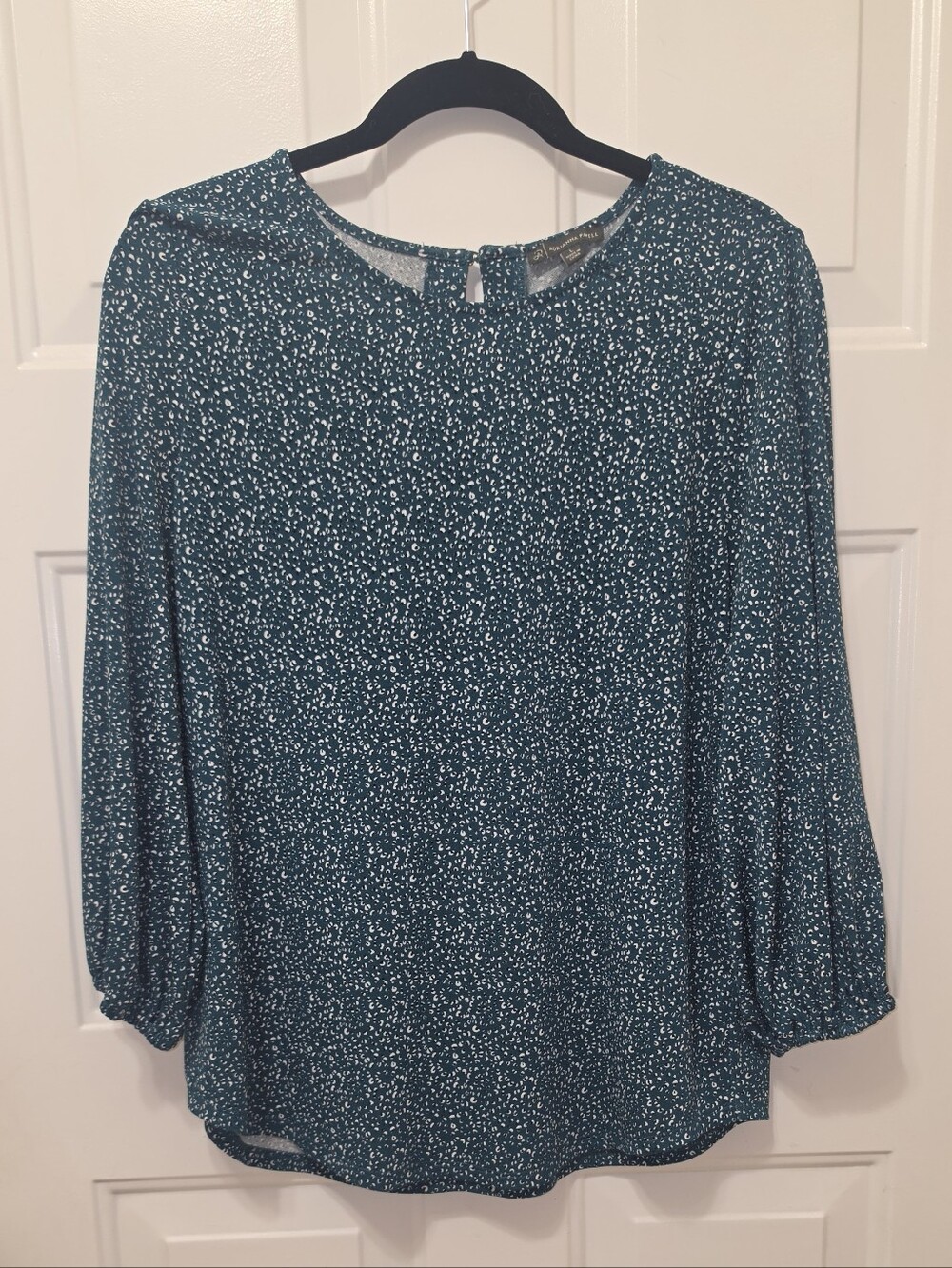 Adrianna Papell Emerald Green 3/4 Sleeve Blouse Top Size Large